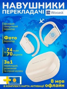 Навушники-перекладачі Wooask M9 AI електронний високоточний двонаправлений голосовий перекладач з пакетом offline
