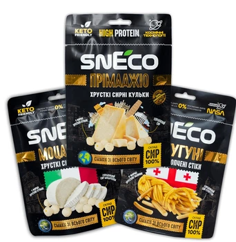 snEco дегустаційний набір "START" 3 упаковки - сир сушений хрусткий