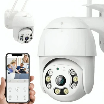 Уличная камера видеонаблюдения 4MP Full HD A6 Wi-fi камера наблюдения Wi-fi камера для дома с влагозащитой удаленным доступом и датчиком движения Белый