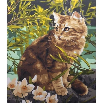 Алмазная мозаика вышивка Котик Мурчик рыжий милашка котенок кошка на подрамнике полная 5d 40х50 см