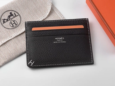 Картхолдер из натуральной кожи Hermes 219 Black чёрный