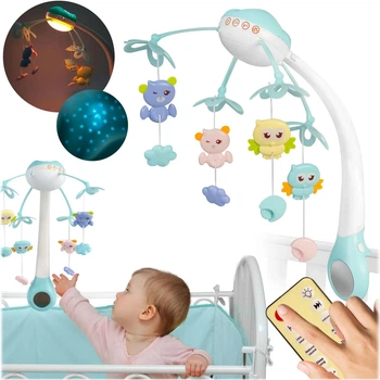 Мобиль на детскую кроватку Ricokids RK-813 с проектором, мелодиями и пультом управления Голубой