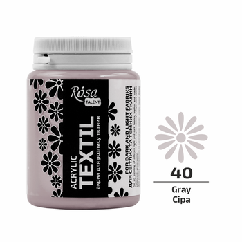 Краска акриловая Rosa Textil по ткани Серая (40) 80 мл (26348040)