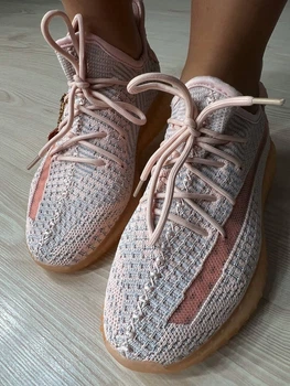 Кроссовки женские NM 01-5 в стиле Yeezy из дышащей сетки 38 розовые