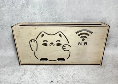 WiFi полка для роутера ArtyCraft "Кот Wi-Fi" 40х20х8 см Светлое дерево