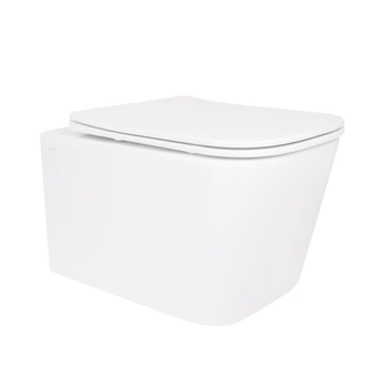 Унитаз подвесной Crow Rimless 485х340х330 мм, White, с сиденьем Slim Duroplast/ Soft-close/ Quick Release QT05335171RW Qtap