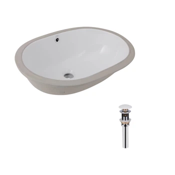 Комплект Qtap Stork: Раковина врезная овальная 570x390x210 мм White + Донный клапан PU02O