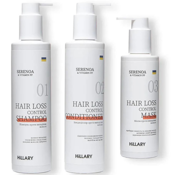 Комплекс проти випадання волосся шампунь + кондиціонер + маска Hillary Serenoa & РР Hair Loss Control HI-11-080