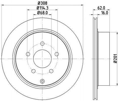 Тормозной диск HELLA 8DD355118811 Infiniti Q, M, EX, FX, G, QX; Nissan Murano, Pathfinder 43206EG000, 43206CA000, 432063JA0A