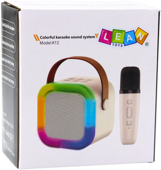 Zestaw do karaoke Lean Toys K12 z głośnikiem i mikrofonem RGB Bluetooth Różowy 24548 (5905991056751)