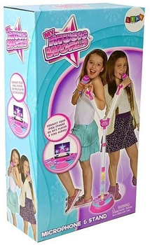 Mikrofon Lean Toys podwójny ze statywem, muzyką i światłami 7823 (5903802454147)