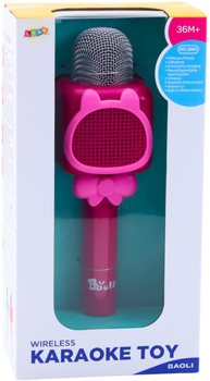 Бездротовий мікрофон для караоке Lean Toys із записом та зміною голосу Bluetooth Рожевий 24708 (5905991057581)