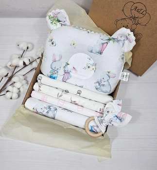 Набор пеленок для новорожденных a.l.babybox Зайка с мамой белый