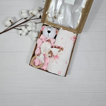 Набор для малыша: пеленка, комфортер, грызкнок a.l.babybox Маленькая балерина Розовый