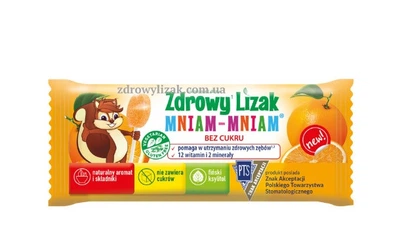 Здорове льодяник "Mniam-Mniam" зі смаком апельсину без цукру Zdrowy Lizak