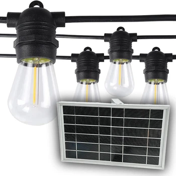 Уличная ретро гирлянда на солнечных панелях Solar-String Light Е27 IP65 влагозащищенная 5м 5 ламп (+2 запасные)