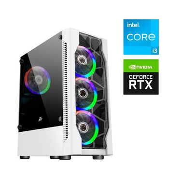 Игровой ПК 1stPlayer D4-WH-4F1-W White Tower / Intel Core i3-12100F (4 (8) ядра по 3.3 - 4.3 GHz) / 16 GB DDR5 / 512 GB SSD M.2 / nVidia GeForce RTX 3050, 6 GB GDDR6, 96-bit б/у