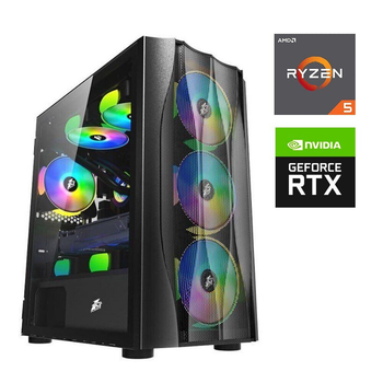 Игровой ПК 1stPlayer X3-M-4F1 Black Tower / AMD Ryzen 5 8400F (6 (12) ядер по 4.2 - 4.7 GHz) / 16 GB DDR5 / 480 GB SSD M.2 / nVidia GeForce RTX 4060 Ti Super, 8 GB GDDR6, 128-bit б/у