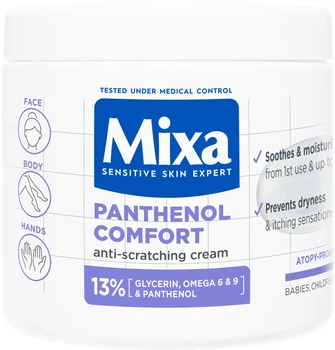 Крем Mixa Panthenol Comfort для зволоження та заспокоєння дуже чутливої шкіри обличчя, рук та тіла 400 мл (3600551135960)