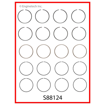 Кільця поршневі STD 2,4 ENGINETECH S88124STD Hyundai Santa Fe; Jeep Patriot, Compass 05191424AA, 2304025200, 230402G200