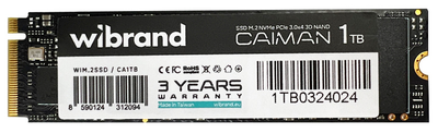 Накопичувач SSD 1TB Wibrand Caiman M.2 2280 PCIe 3.0 x4 NVMe 3D NAND (WIM.2SSD/CA1TB)