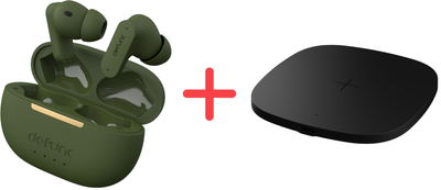 Наушники Defunc True ANC Зеленые + беспроводное зарядное устройство Wireless Charger 5W - в подарок!