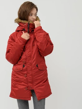 Парка зимняя с мехом женская Alpha Industries N-3B W L Бордовая