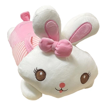 Дитяча м'яка іграшка "Зайка" Bambi L1122(Pink) іграшка з пледом, розмір 60 см