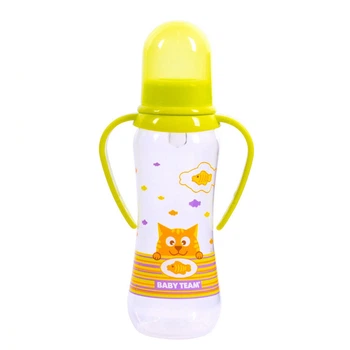 Пляшечка для годування BABY TEAM 1411_салатовий з силіконовою соскою 250 мл
