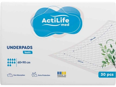 Пелюшки для дорослих ACTILIFE 30 гігієнічні поглинаючі Actilife Med Basic 60х90смшт