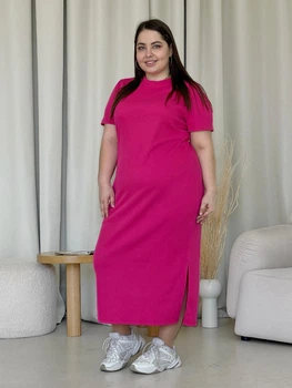 Сукня-футболка в рубчик довга літня жіноча Merlini Кассо 700000128 2XL-3XL Малинове (700000128_3)
