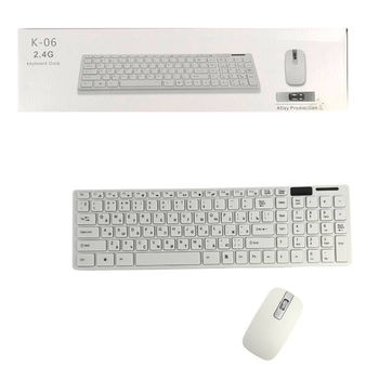 Комплект беспроводной клавиатуры и мыши Keyboard Dock K06 белый