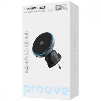 Автомобільний тримач з Бездротовим ЗП Proove Titanium Circle Qi2 15W gray