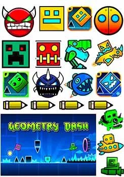 Вафельная картинка Геометрия Даш Geometry Dash А4 (p2009)