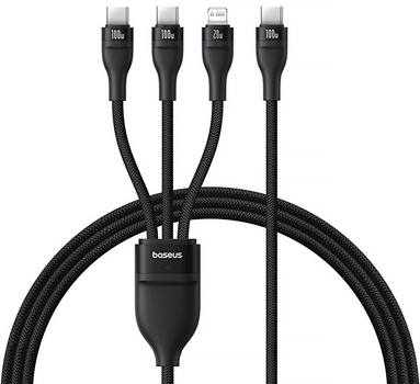 Кабель Baseus Flash 3 3-в-1 USB-C - USB-C + USB-C + Lightning 1.5 м Black (6932172669676)