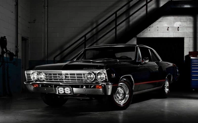 Дерев'яний фігурний пазл Muscle cars Chevrolet Chevelle SS, А2, Картонна коробка 300+ елементів