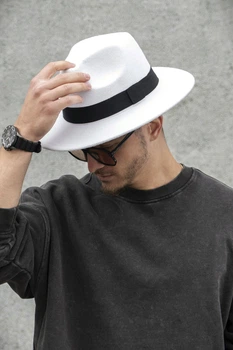 Чоловічий Капелюх Fedora З Стрічкою White (8049690)