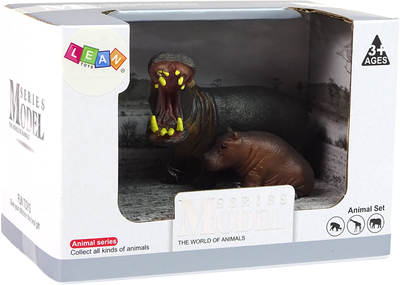 Zestaw figurek Lean Toys Zwierzęta Świata Hipopotam z Młodym 2 szt (5905214971199)