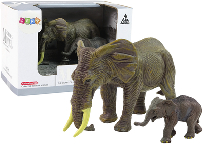 Zestaw figurek Lean Toys Zwierzęta Świata Słoń z Młodym 2 szt (5905214971212)