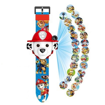 Часы наручные детские Paw Patrol Маршал с проектором красные