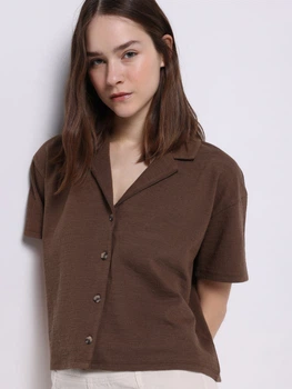 Рубашка хлопковая оверсайз женская Colin's CL1073977BRW M Brown (8684112812632)