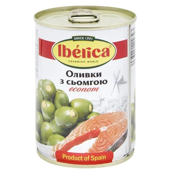 Оливки зеленые Iberica Econom фаршированы семгой 280 г. (8436024299793)