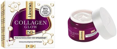 Розгладжуючий крем Lirene Collagen Glow Anti-aging з Колагеном проти зморшок 50+ 50 мл (5900717077560)