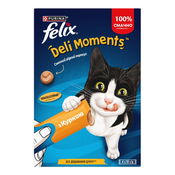 Лакомство для кошек Purina Felix Вкусные моменты с курицей 10 г х 4 шт. (8445291632479)