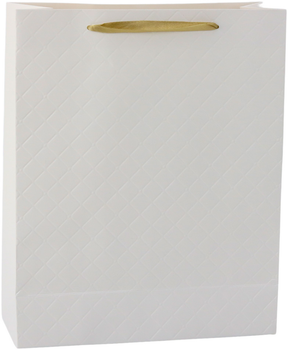 Подарунковий пакет LeanToys Білий з золотистими крапками 32 x 26 x 12 см (5905991040071)