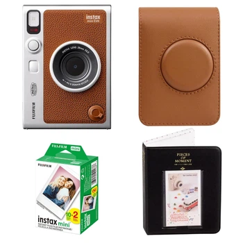 Подарочный набор камера Fujifilm Instax Mini EVO Brown, Фотобумага 20шт, Чехол, Фотоальбом 64 фото Коричневий (Подарочная упаковка)