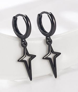 Сережки конго Fashion Jewerly звездочки висячие кресты в стиле y2k kpop черные (SVS)
