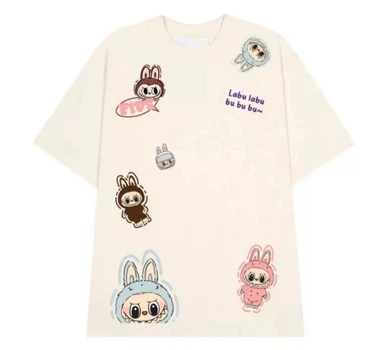 Футболка з Лабубу (Labubu) Oversize Бежева