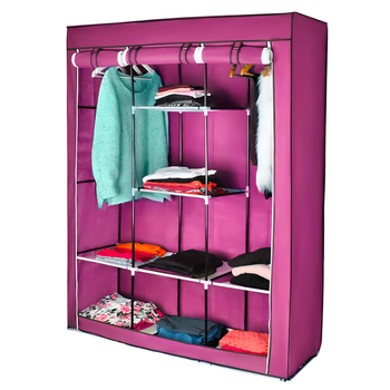 Складной каркасный тканевый текстильный шкаф на 3 секции Storage Wardrobe 88130 Розовый (N-14)