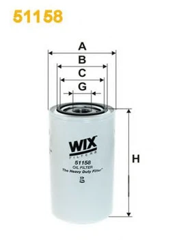 Фільтр оливи Daf F 2100, F 2200, F 2300, F 2500, ABG Jumbo, Atlas AB 02, Claas-Combine Wix Filters (51158) WIX Filters (51158)